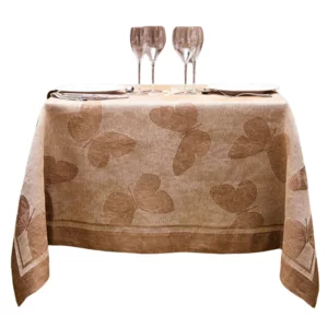 Tovaglia Butterfly rustico in lino con orlo a giorno, 170x170cm