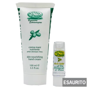 Coffret huile d'olive Presta : crème pour les mains 100 ml, rouge à lèvres 4,5 ml