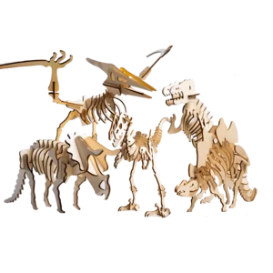 Puzzle 3D in legno, 5 Dinosauri