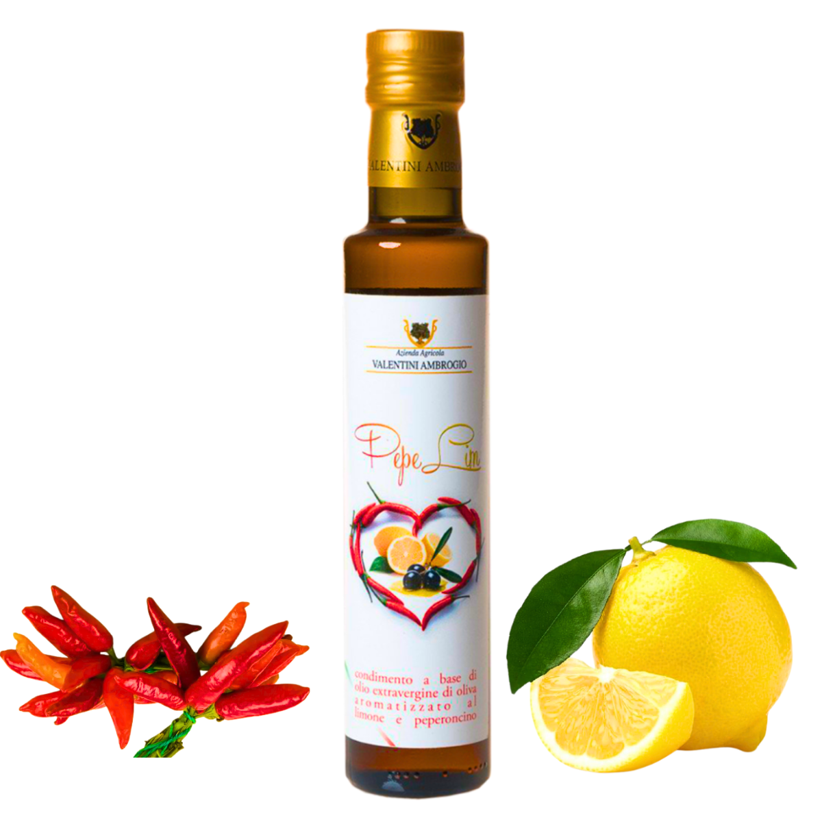 Gewürz auf Basis von nativem Olivenöl extra, aromatisiert mit Chili und Zitrone, 250 ml