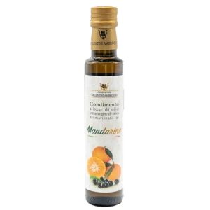 Condiment à base d'huile d'olive extra vierge en bouteille aromatisée à la mandarine, 250ml