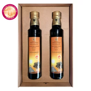 Geschenkbox mit 2 Flaschen. 250 ml „Olio Gianecchia DOP“ Brindisi Hügel