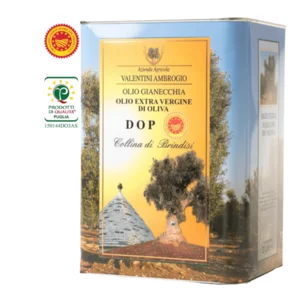 Olio Gianecchia extravergine di oliva DOP Collina di Brindisi in latta, annata 25-26,3L 