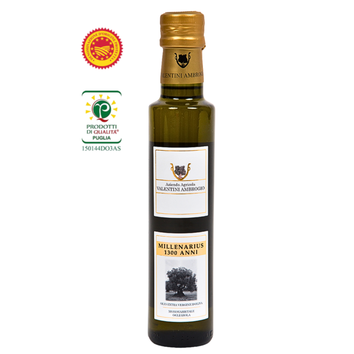 MILLENARIUS sortenreines Olivenöl extra vergine OGLIAROLA 250 ml Flasche