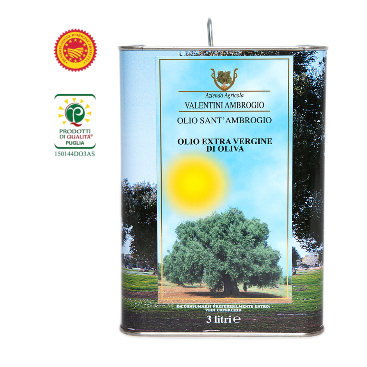 Sant'Ambrogio Olivenöl extra vergine in der Dose, 3L Jahrgang 2024/2025