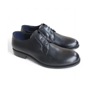 Glänzende schwarze glatte Derby-Schuhe für Herren