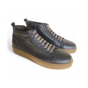Bottines homme en cuir noir avec zip latéral et bas cousu
