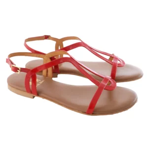 Sandale femme en cuir brillant rouge talon 1,5cm