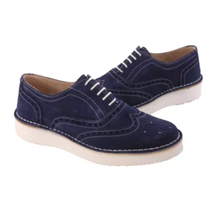 Scarpe derby donna scamosciate, blu o beige