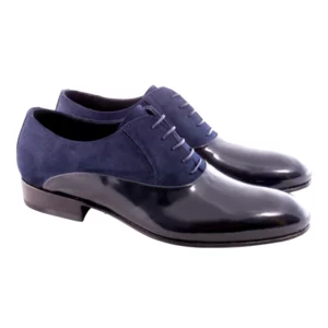 Scarpe eleganti uomo da cerimonia in pelle lucida, blu e nero