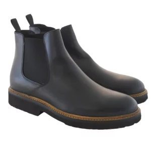 Stivaletti uomo Beatles in nero/marrone con fondo cuoio/gomma light