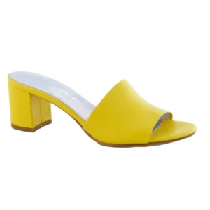 Sandali donna a fascia unica in nappa colore giallo