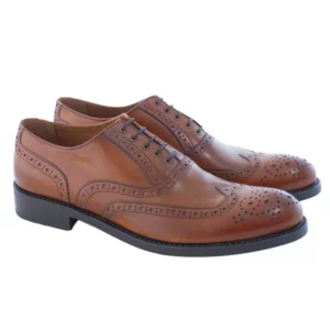 Scarpe derby uomo in pelle, color cuoio