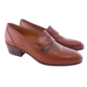 Scarpe uomo in pelle con tacco alto, marroni