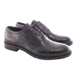 Scarpe uomo modello francesina con elastico in pelle tuffata nero con fondo in gomma