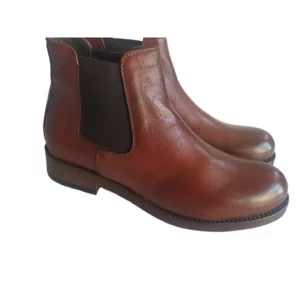 Stivaletti donna beatles in pellame tuffato e fondo gomma con tacco 3 cm