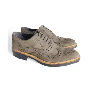 Scarpa uomo francesina stile inglese in nabuk fango e doppia suola cucita