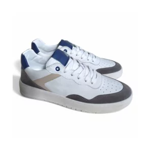 Sneakers uomo allacciate in vitello e fondo gomma cucito