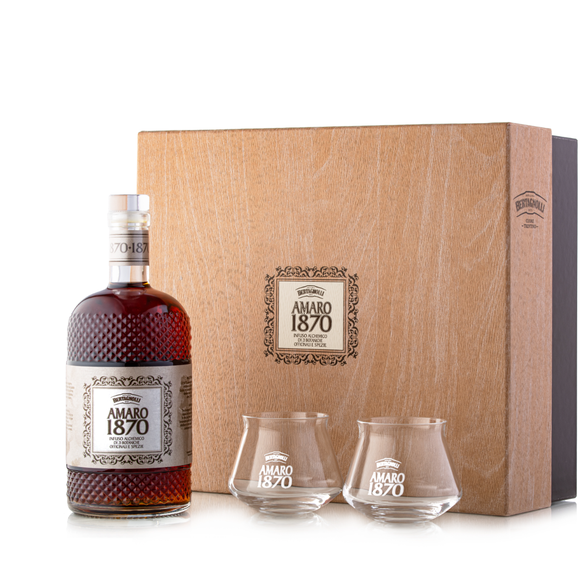 Amaro 1870, confezione speciale con due bicchieri, 700ml