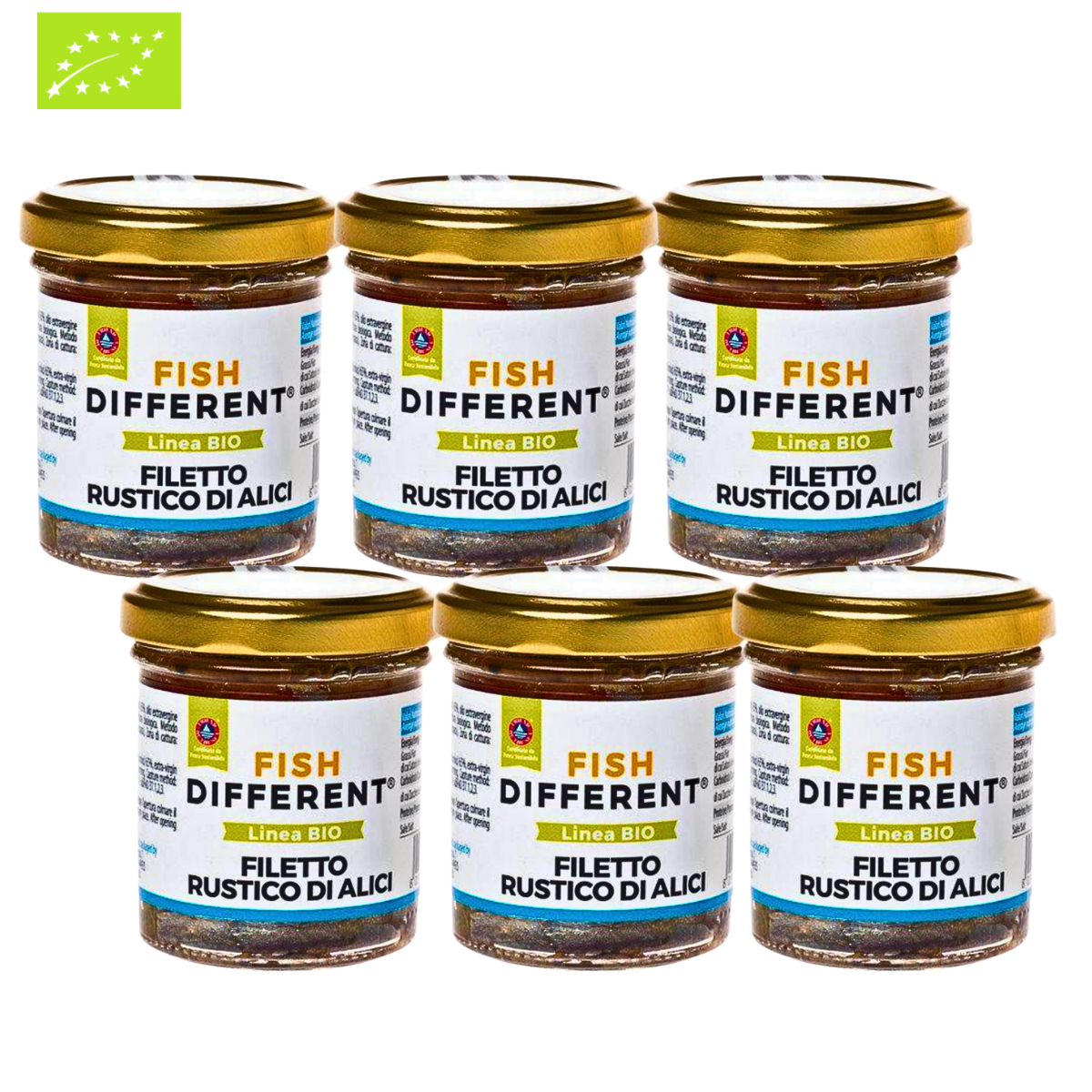 Rustikale Sardellenfilets in Bio-EVO-Öl, 6x100g