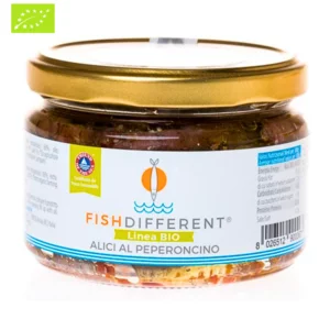 Ganze Sardellen mit Chili in Bio-Olivenöl extra vergine, 250g