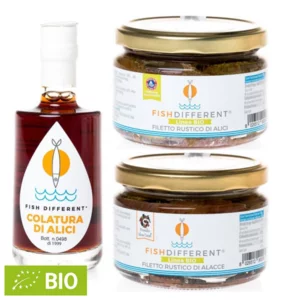 Box Medma: filetto di alici, 250g, alacce, 250g e colatura di alici, 100ml