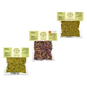 Tris di pistacchio: intero, macinato e granella, 3x100g