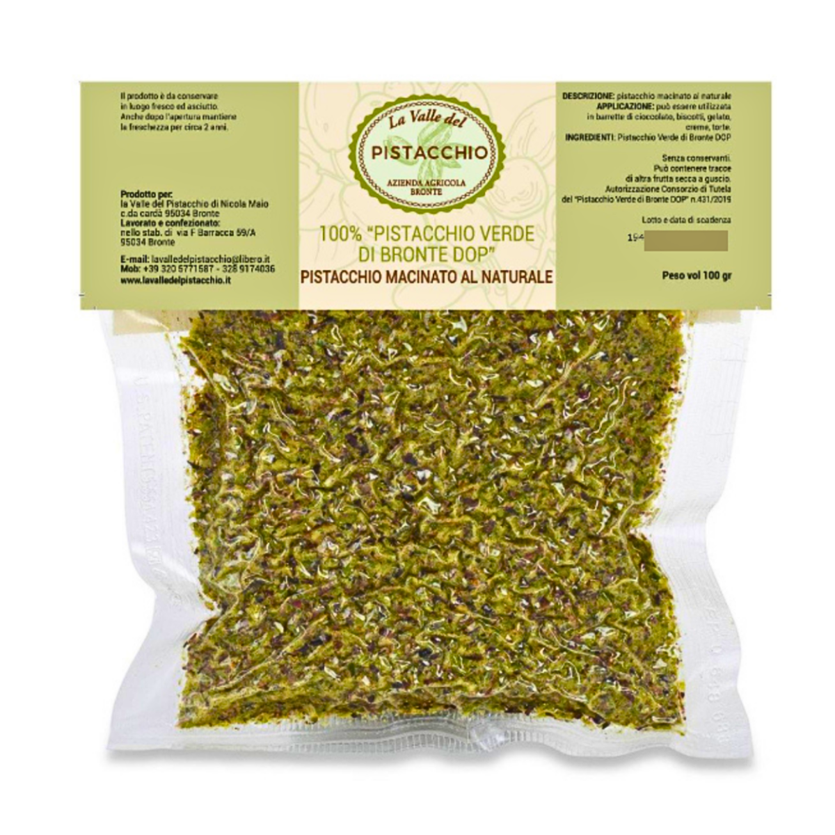 Gemahlene Bronte g.U. grüne Pistazie, 100g