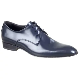 Formelle Herrenschuhe aus gebürstetem Kalbsleder, Ledersohle, blau