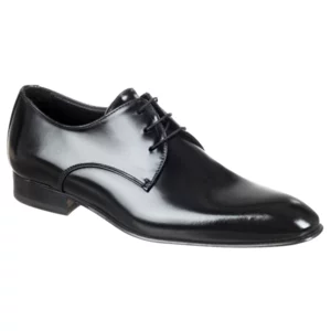 Formelle Herrenschuhe aus gebürstetem Kalbsleder, Ledersohle, schwarz