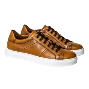 Baskets en cuir de veau, marron foncé