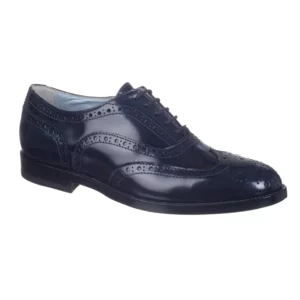 Scarpe inglesine da donna in vitello spazzolato fondo cuoio cucito