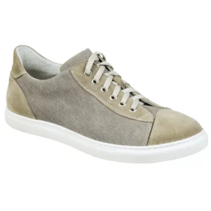 Scarpe sportive in scamosciato e tela fondo extralight cucito, sabbia