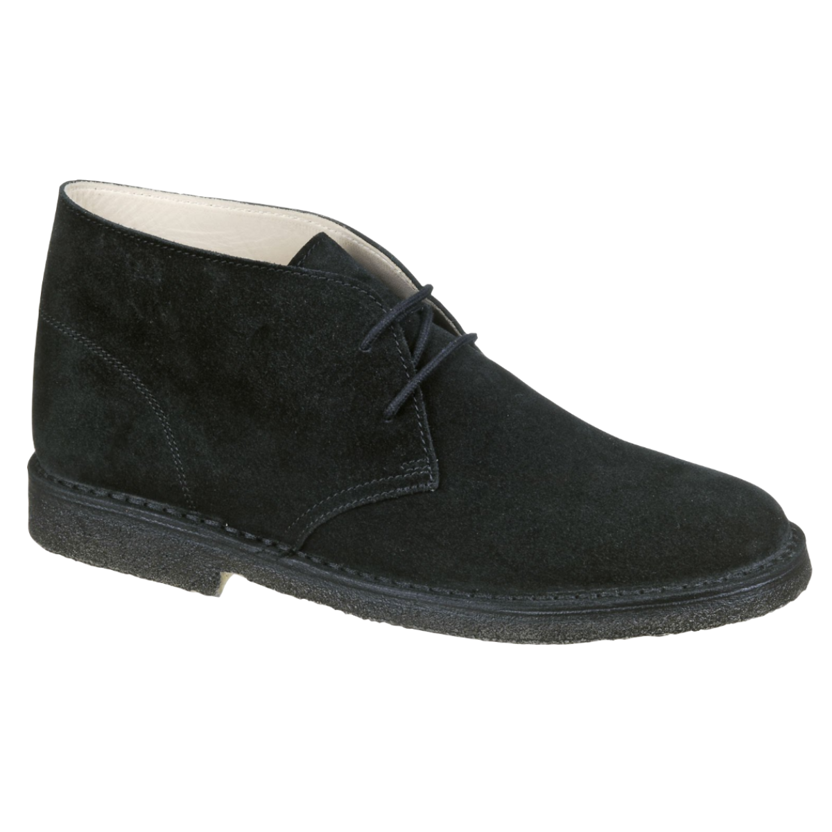 Schnürstiefelette im Clark-Stil aus Wildleder mit Kreppsohle, schwarz