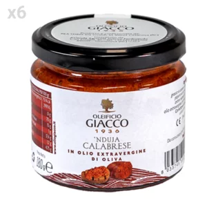 Boîte : pots de nduja à l'huile d'olive extra vierge, Oleificio Giacco, 6x 180g