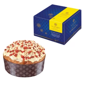 Panettone Stregato con cioccolato bianco e fragole candite, Sal De Riso, 500g