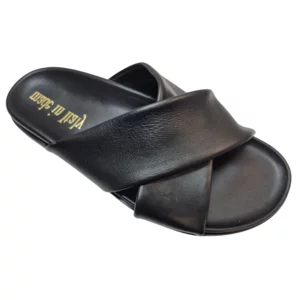Sandali da uomo in pelle con fussbet ergonomico in PU, nero