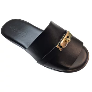 Sandali in pelle con sottopiede morbido rivestito in pelle, nero