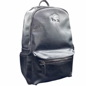 Sac à dos en simili cuir, noir et marron