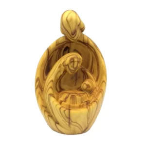 Umarmung der Heiligen Familie aus Olivenholz, 12 cm