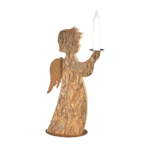 Angelo di legno porta candela da tavolo, 29cm