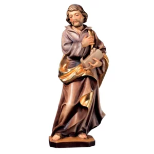 San Giuseppe lavoratore con pialla in legno, colorato a olio, 12cm