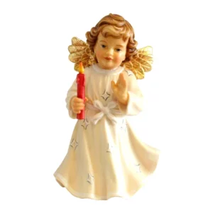 Ange en bois et bougie, blanc, 8cm_1