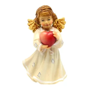 Ange avec coeur en bois d'érable, blanc, 8cm
