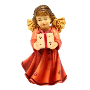 Ange avec cadeau en bois d'érable, rouge, 8cm