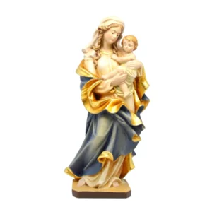 Madonna del Cuore statua in legno, drappo bianco, 15cm