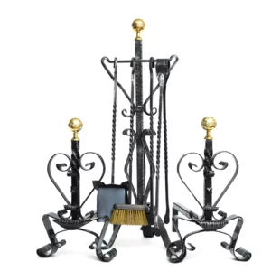 Kompletter superschwerer geschmiedeter Kamin aus Schmiedeeisen