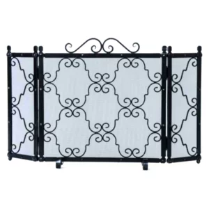 Schmiedeeiserner Kaminschirm mit Nägeln und Schmiededekor, 100x60cm