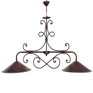 Lampadario bilanciere in ferro battuto artigianale a 2 luci, 90x50cm