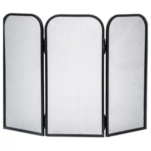 Parascintille in ferro battuto snodato nero, 3 ante 70x40cm